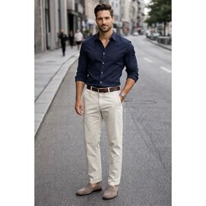 St Johns Bay Mens Khaki Chinos Pants Size 36 x 27 Cotton Blend Casual Office